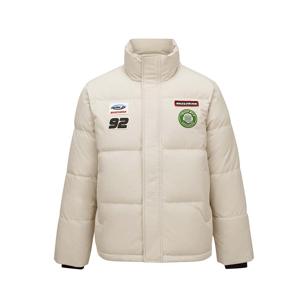 Skechers men's Sport-Utility Woven Down Jacket in Peyote for lifestyle wear