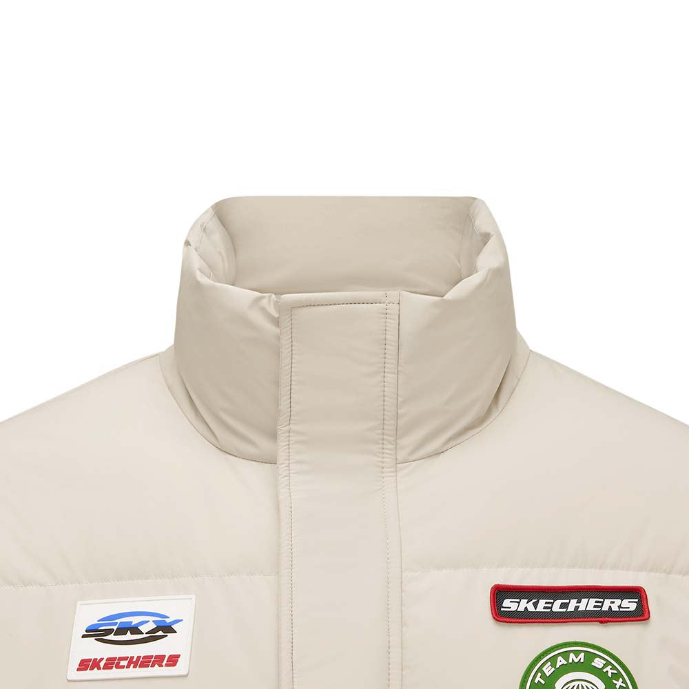 Skechers men's Sport-Utility Woven Down Jacket in Peyote for lifestyle wear