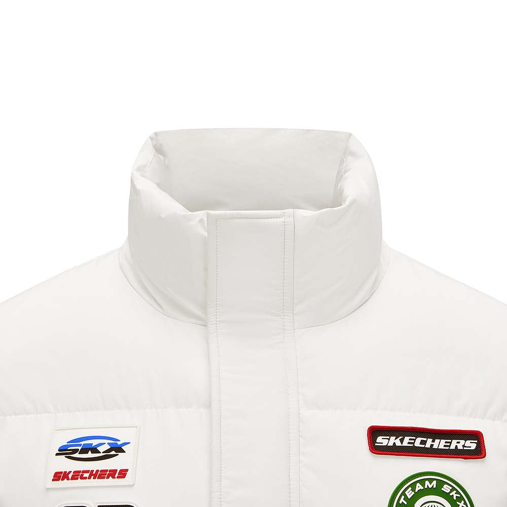 Skechers men's Sport-Utility Woven Down Jacket in Marshmallow for lifestyle wear