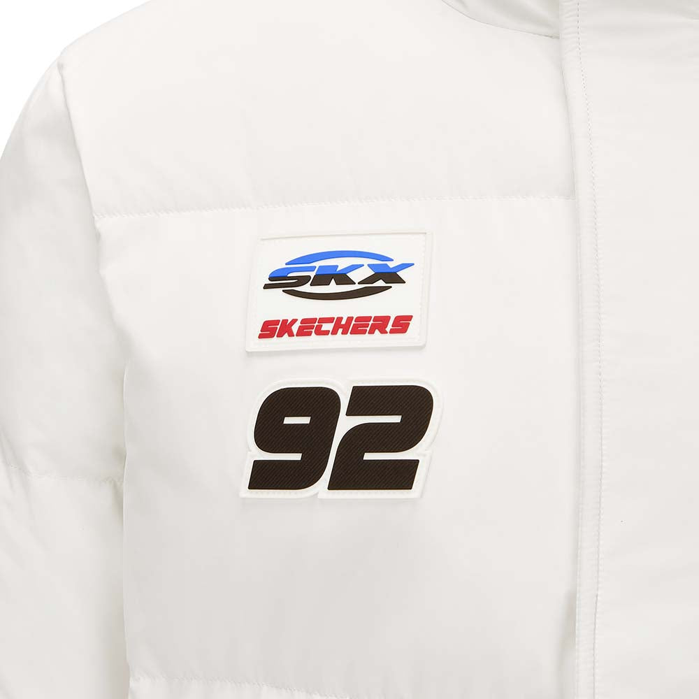 Skechers men's Sport-Utility Woven Down Jacket in Marshmallow for lifestyle wear