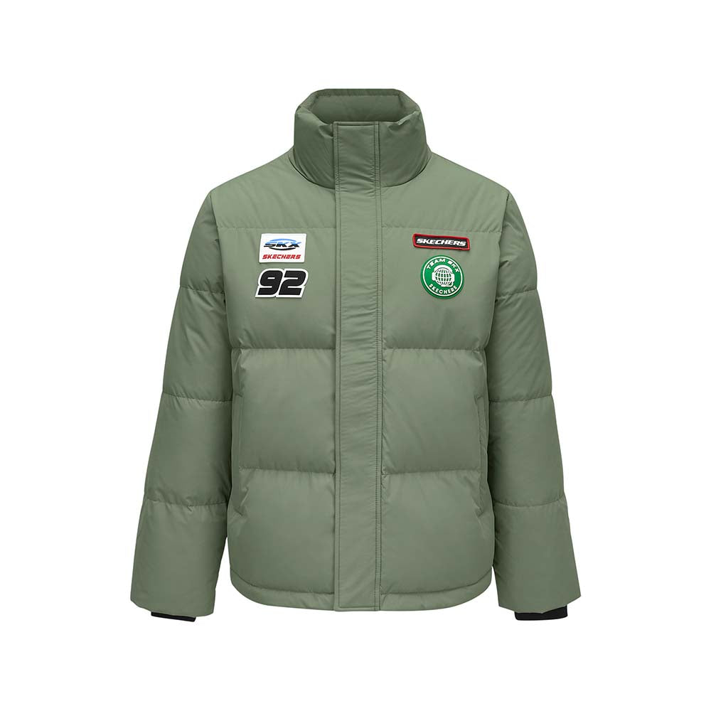 Skechers men's Sport-Utility Woven Down Jacket in Sea Spray for lifestyle wear