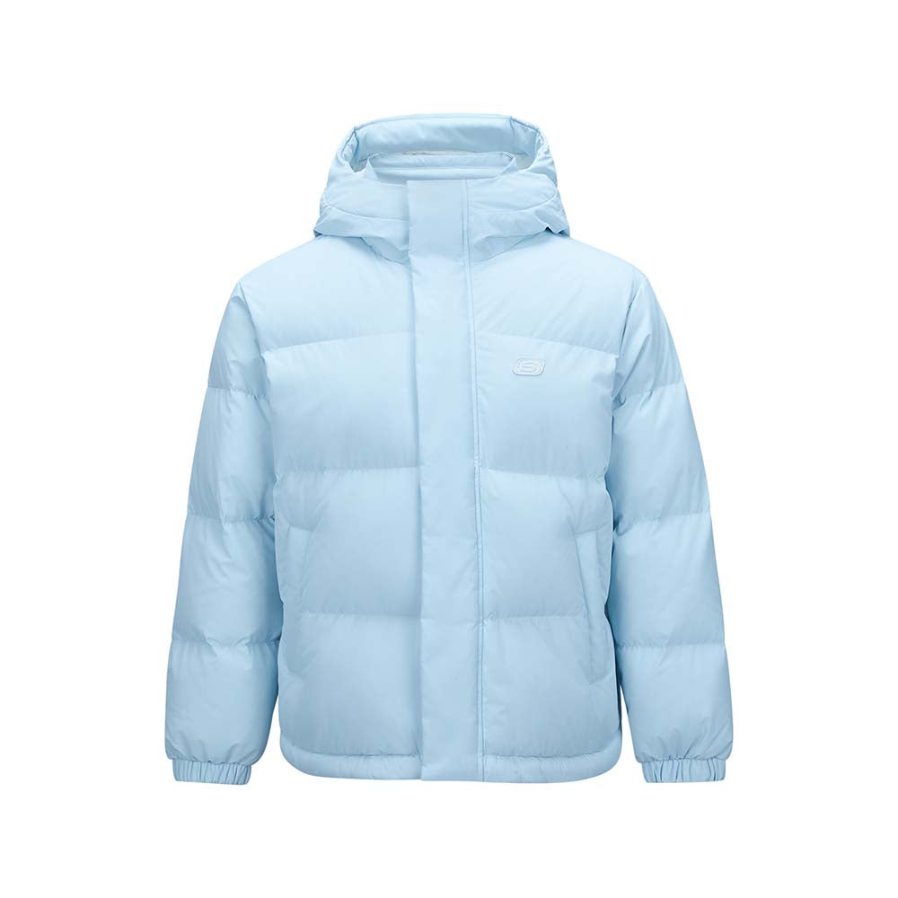 Skechers unisex Sport-Utility Woven Down Jacket in Ice Blue for lifestyle wear