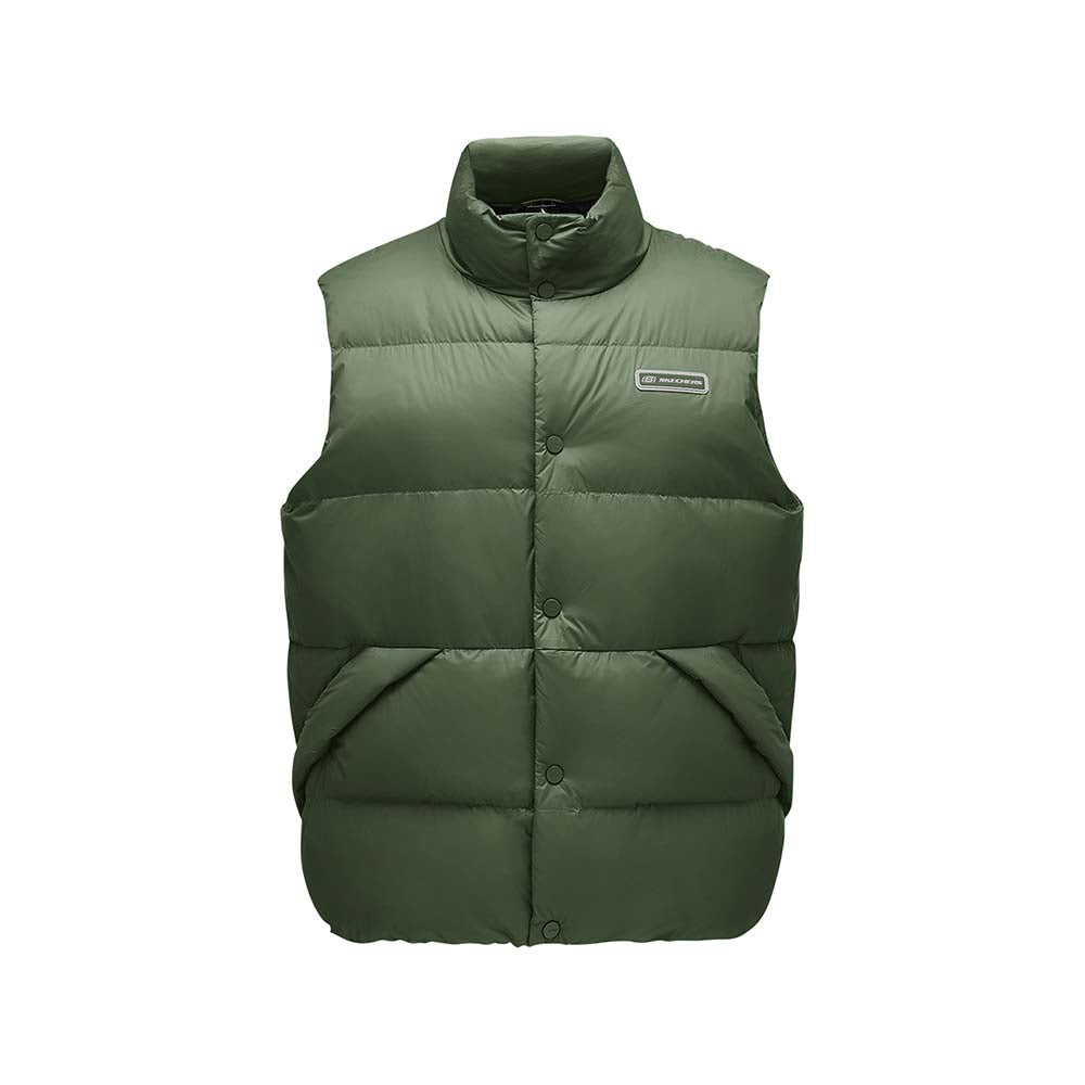 Skechers unisex Sport-Utility Woven Down Vest in Thyme for lifestyle wear