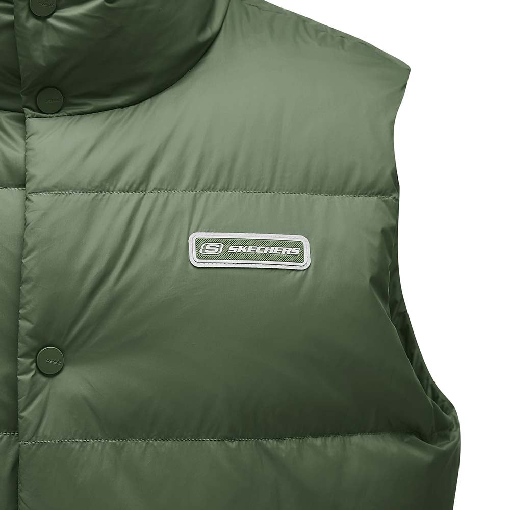 Skechers unisex Sport-Utility Woven Down Vest in Thyme for lifestyle wear