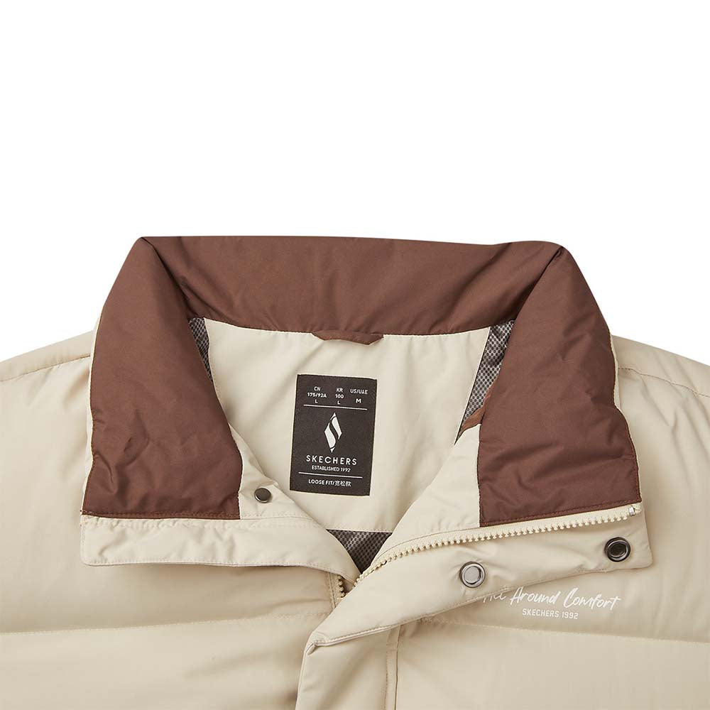 Skechers unisex Sport-Utility Woven Down Jacket in Peyote for lifestyle wear