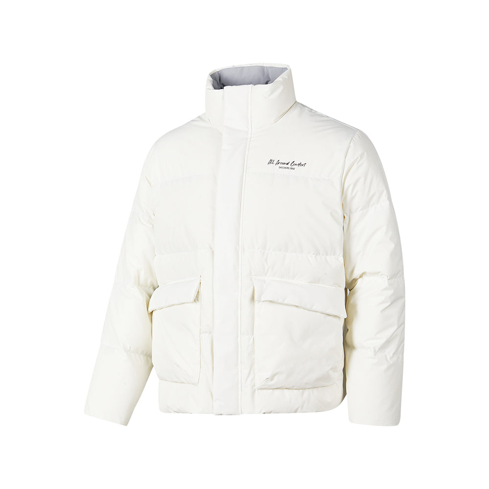 Skechers unisex Sport-Utility Woven Down Jacket in Marshmallow for lifestyle wear
