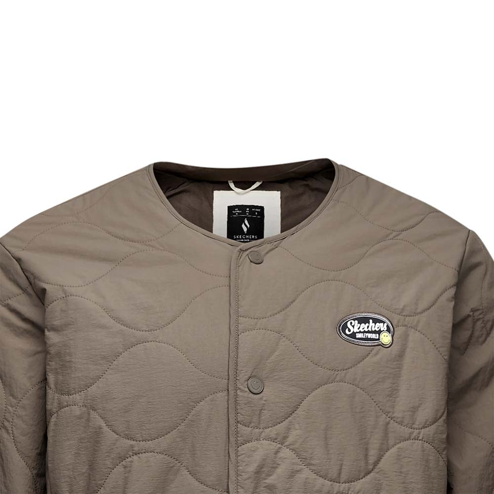 Skechers X SmileyWorld Woven Quilted Jacket, unisex lifestyle apparel in Morel