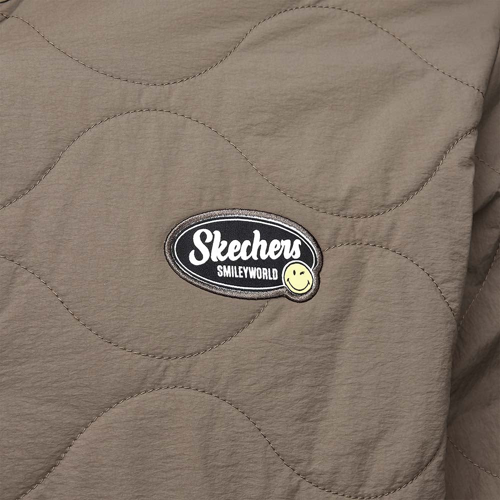 Skechers X SmileyWorld Woven Quilted Jacket, unisex lifestyle apparel in Morel