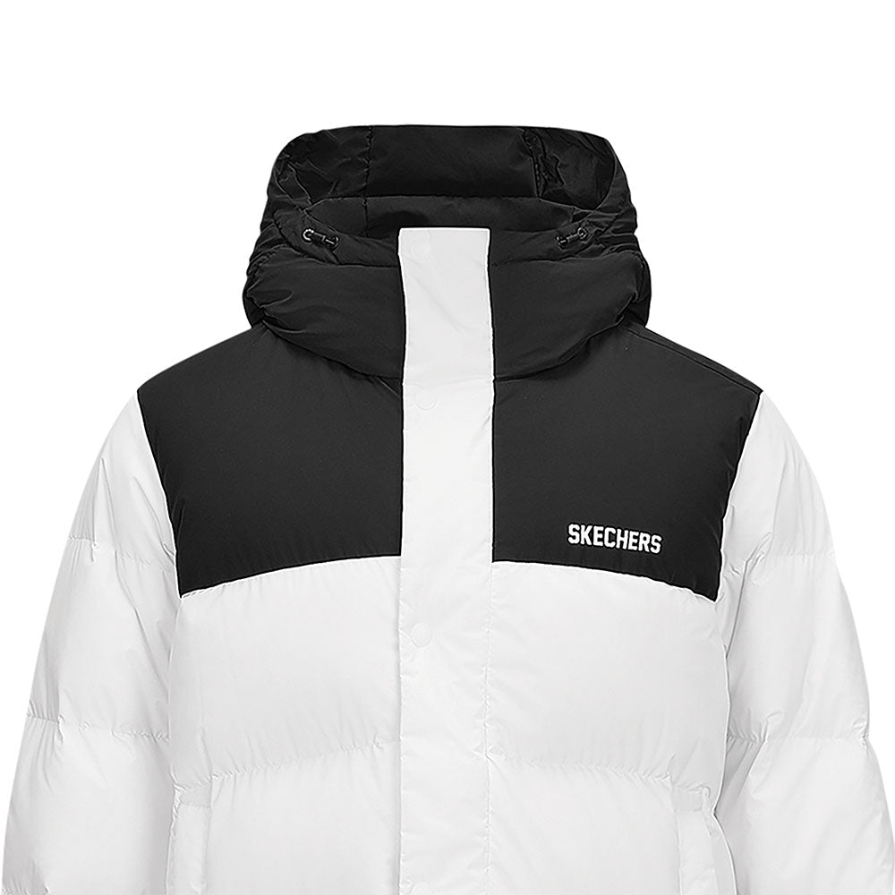 Skechers unisex Go Trail Woven Down Coat in Bright White for outdoor performance wear