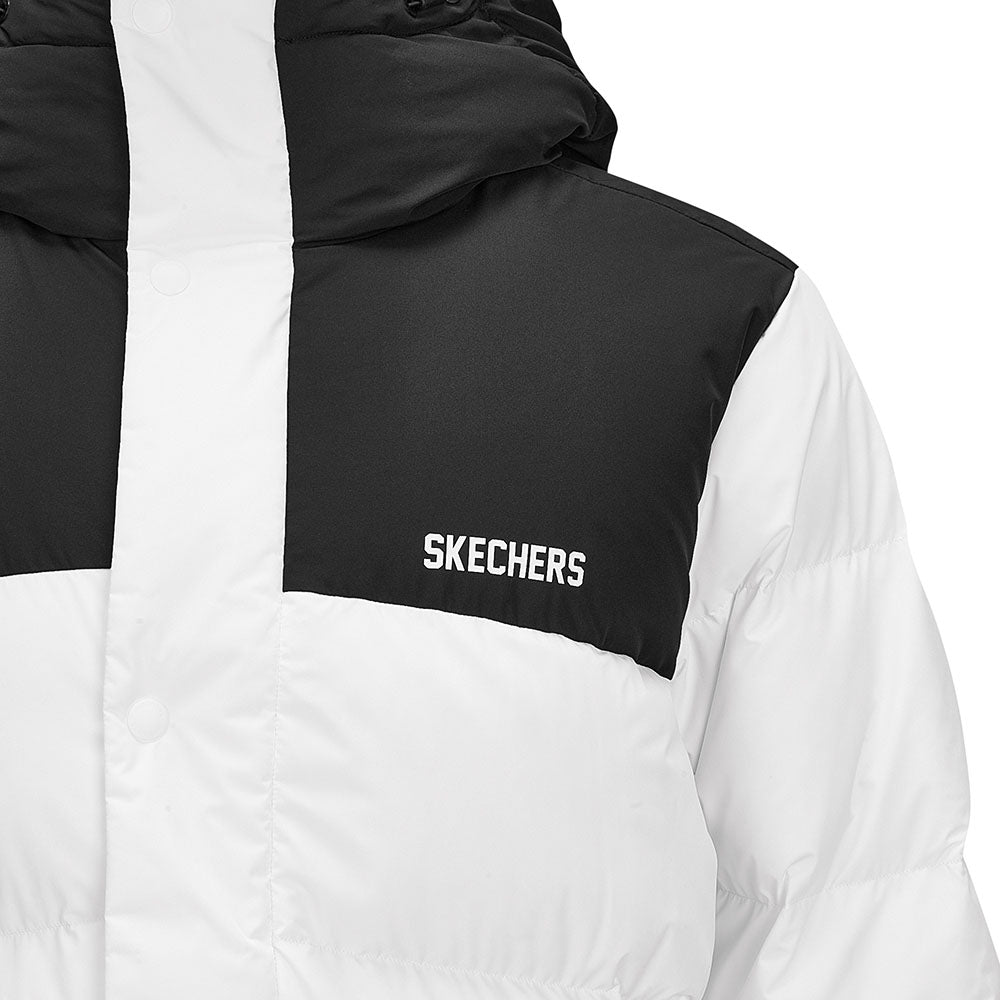 Skechers unisex Go Trail Woven Down Coat in Bright White for outdoor performance wear
