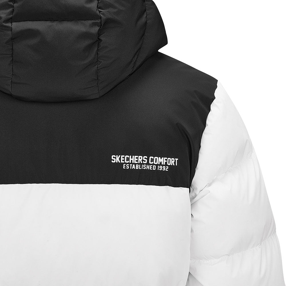 Skechers unisex Go Trail Woven Down Coat in Bright White for outdoor performance wear
