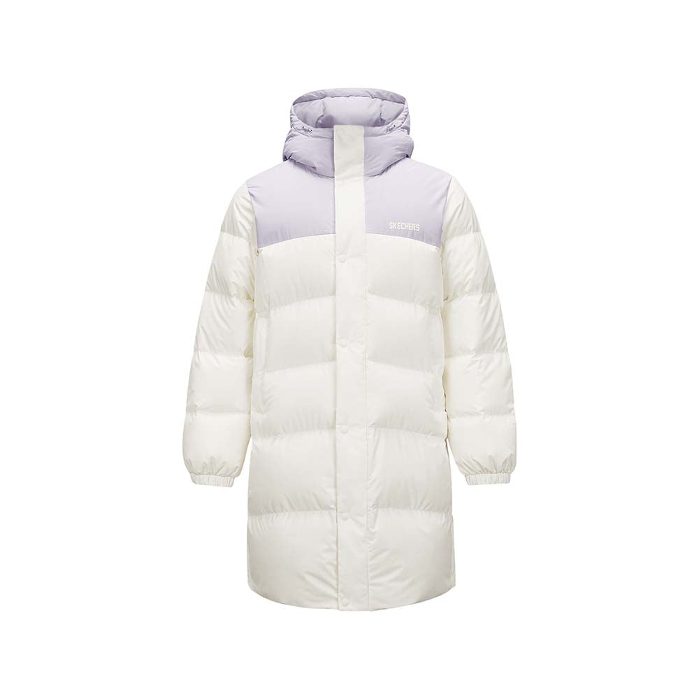 Skechers unisex Go Trail Woven Down Coat in Marshmallow for outdoor performance wear
