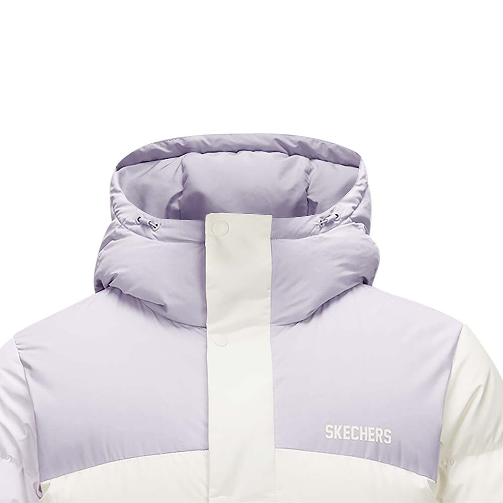 Skechers unisex Go Trail Woven Down Coat in Marshmallow for outdoor performance wear
