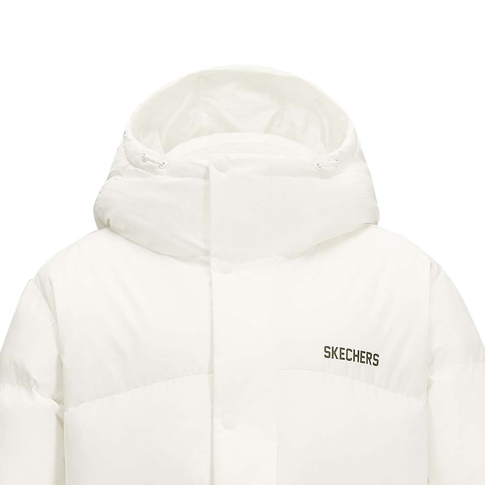 Skechers unisex Sport-Utility Woven Down Coat in Marshmallow for lifestyle wear