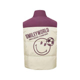 Skechers X SmileyWorld Woven Down Vest, unisex lifestyle apparel in Purple Brown