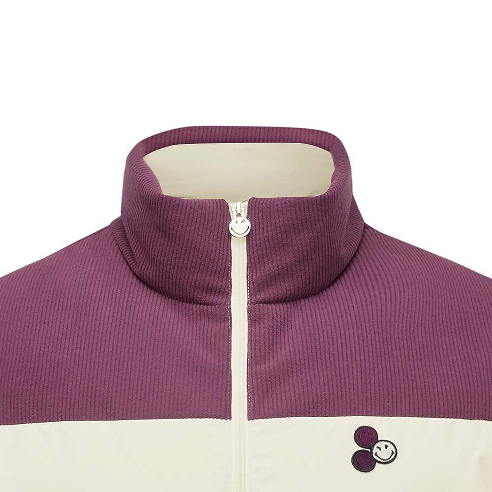 Skechers X SmileyWorld Woven Down Vest, unisex lifestyle apparel in Purple Brown