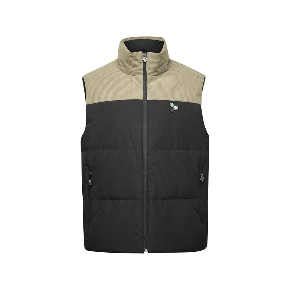 Skechers X SmileyWorld Woven Down Vest, unisex lifestyle apparel in Mushroom Brown / Black