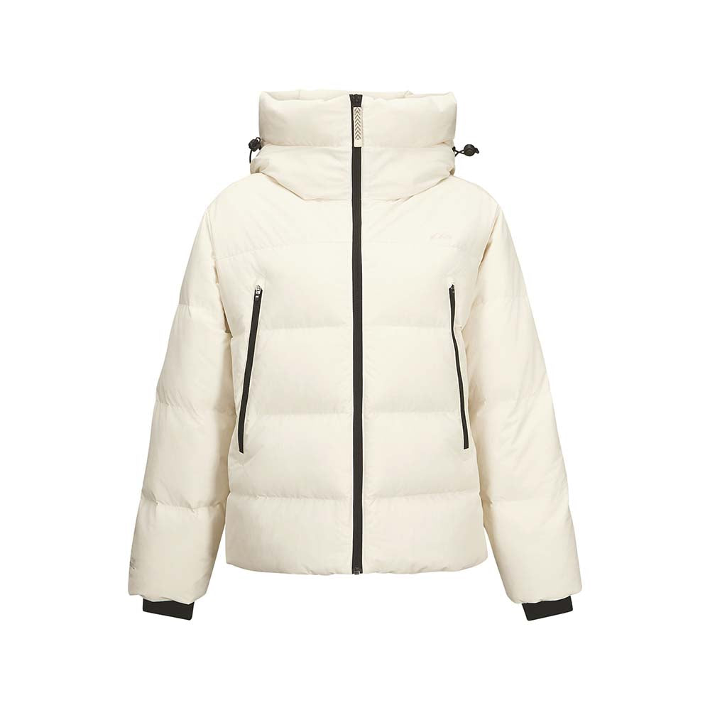Skechers women's Go Trail Woven Down Jacket in Eggnog for outdoor performance wear