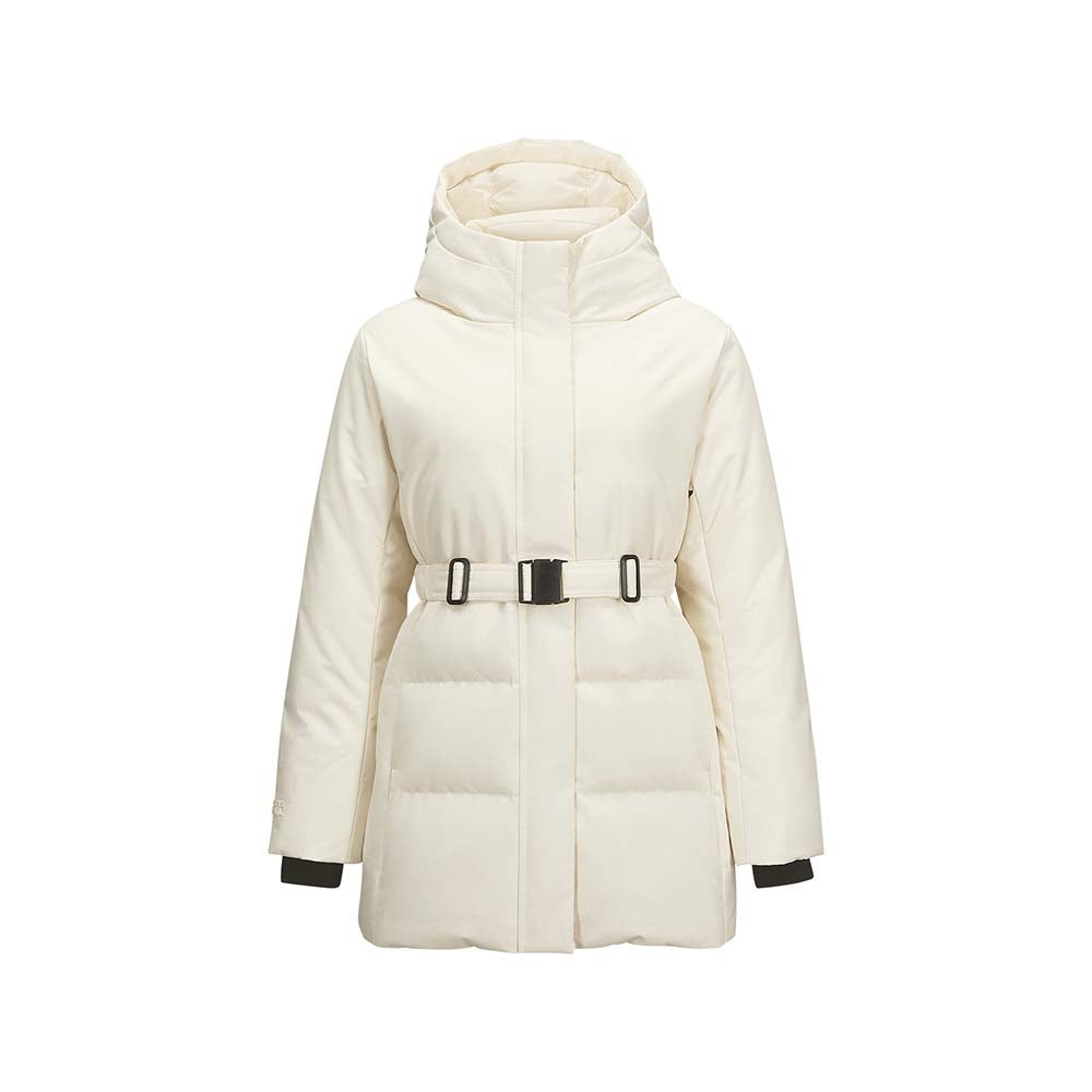 Skechers women's Go Trail Woven Down Parka in Eggnog for outdoor performance wear