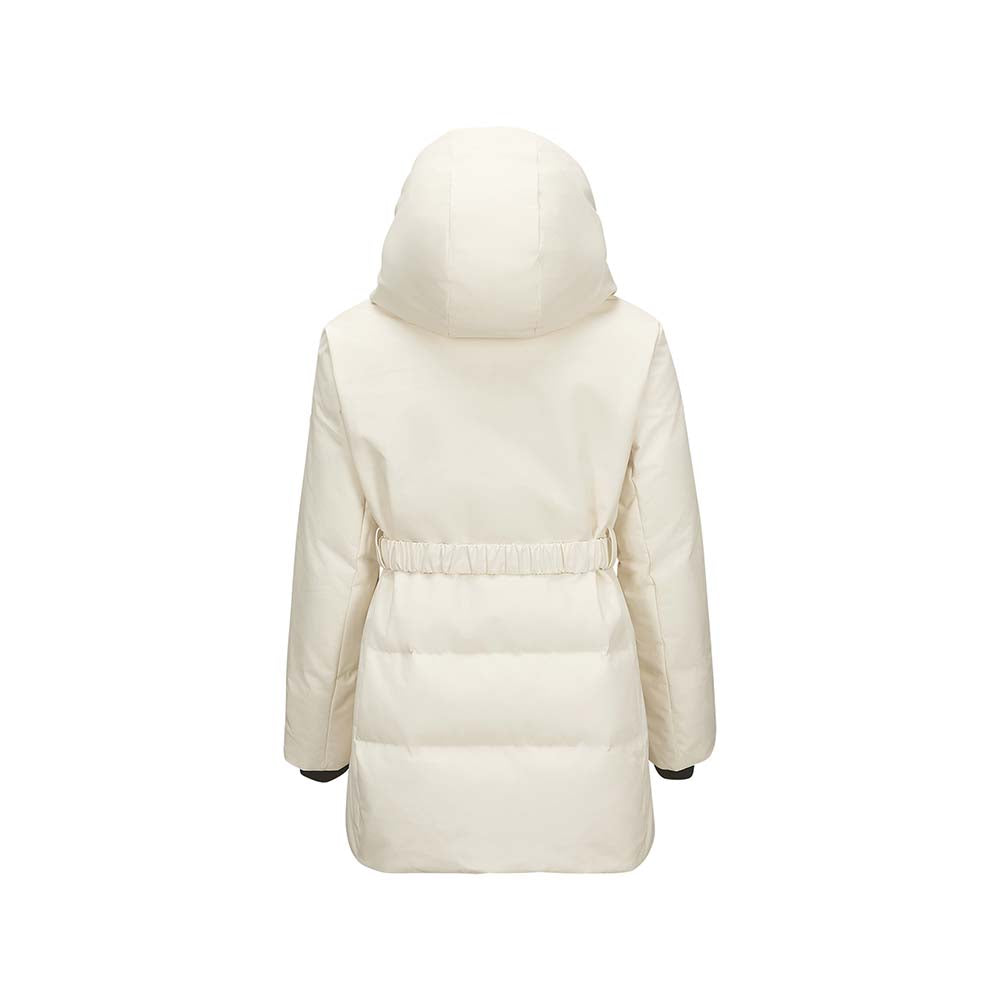 Skechers women's Go Trail Woven Down Parka in Eggnog for outdoor performance wear