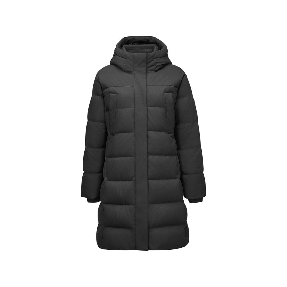 Skechers women's Go Trail Woven Down Coat in Black Beauty for outdoor performance wear