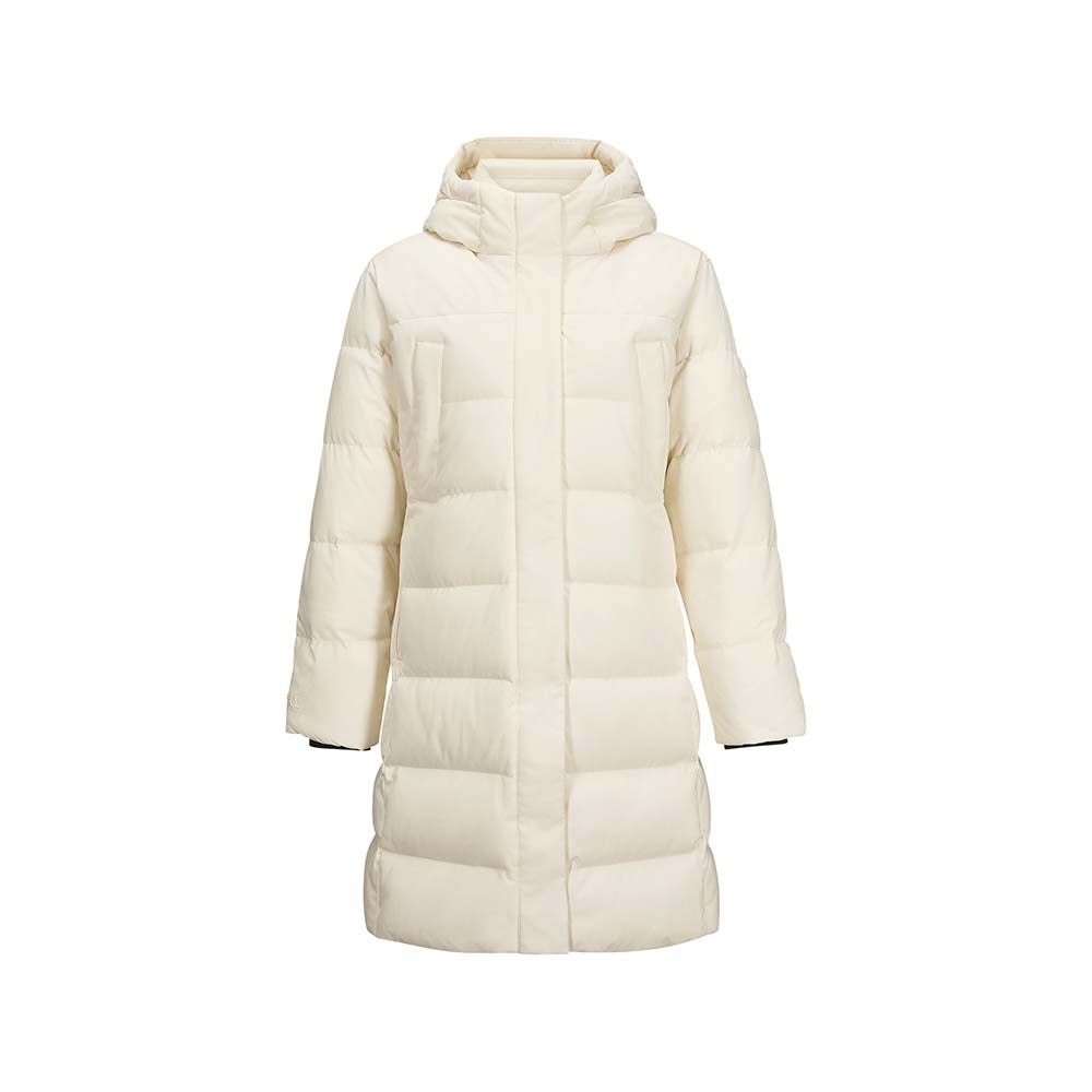 Skechers women's Go Trail Woven Down Coat in Eggnog for outdoor performance wear