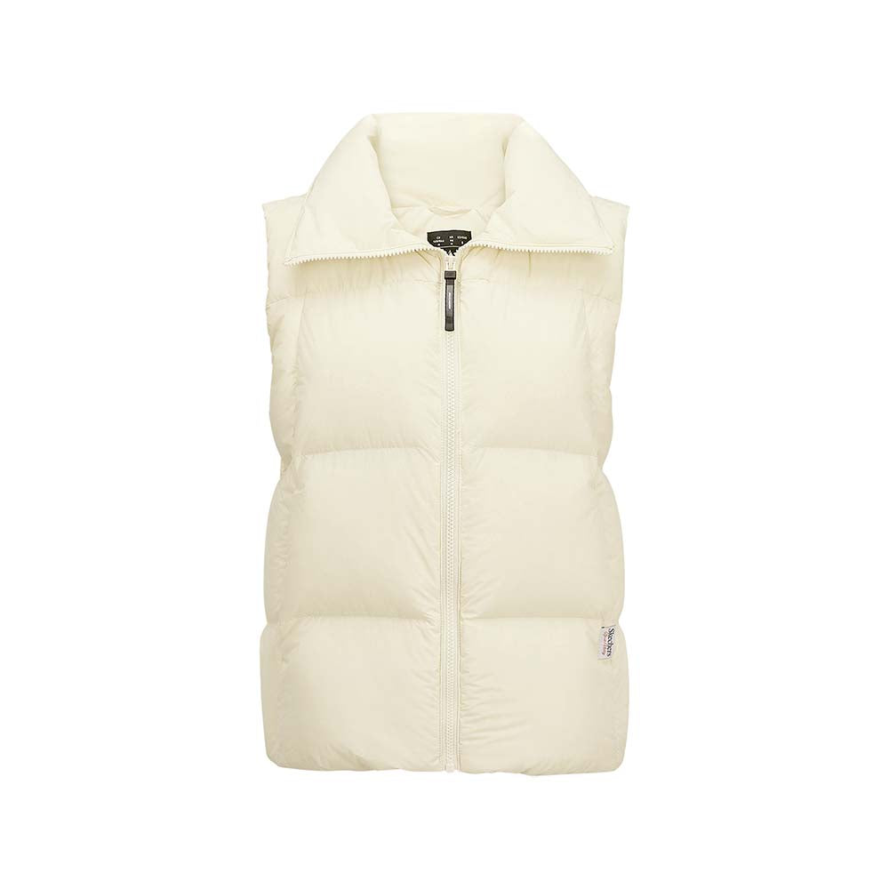 Skechers women's Sport-Utility Woven Down Vest in Bleaching Sand for lifestyle wear