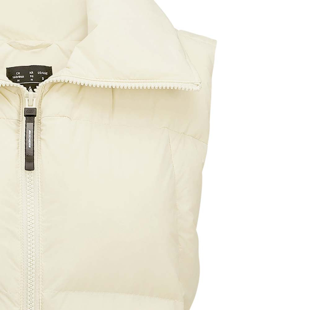Skechers women's Sport-Utility Woven Down Vest in Bleaching Sand for lifestyle wear