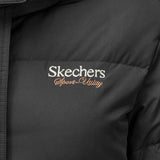 Skechers women's Sport-Utility Woven Down Coat in Black Beauty for lifestyle wear