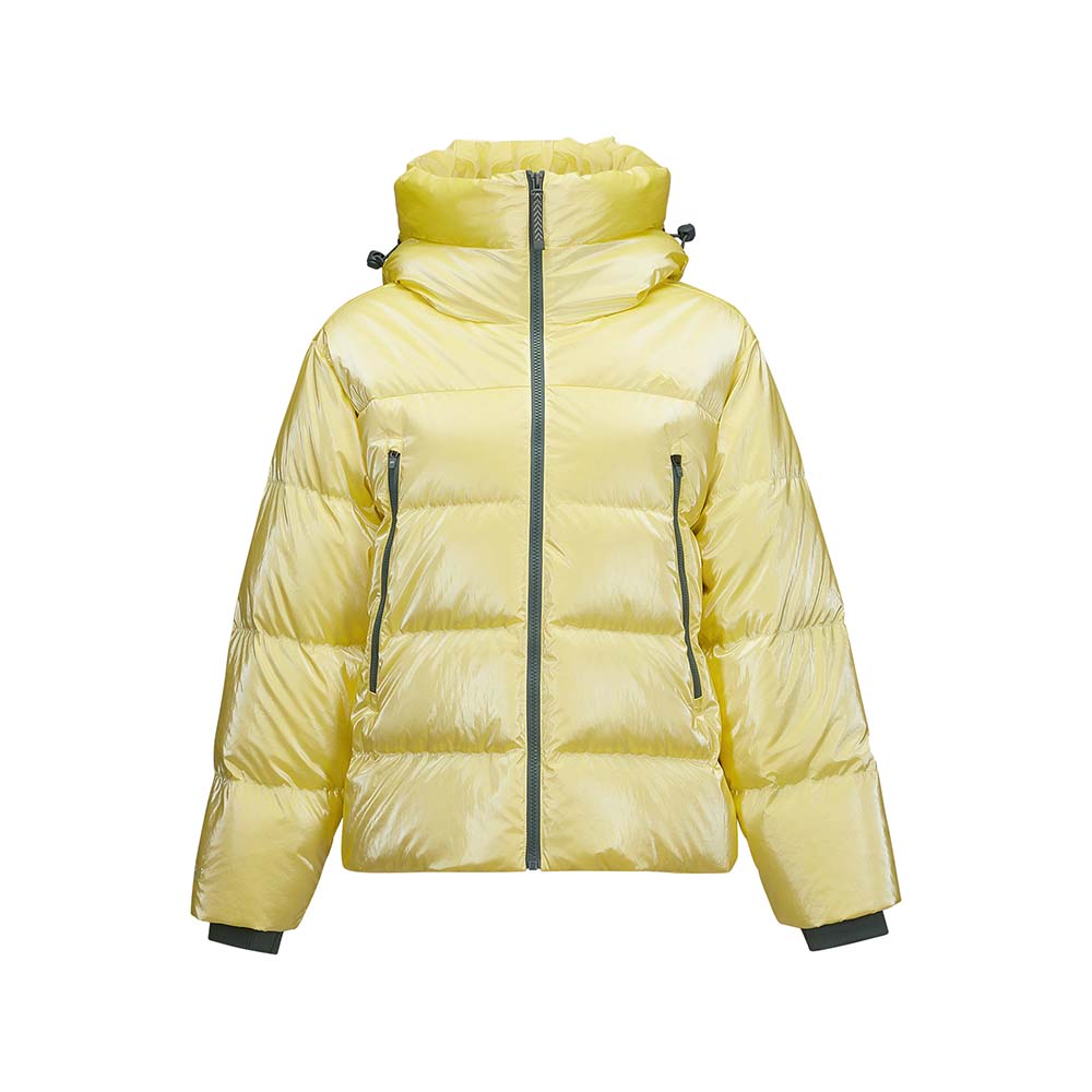 Skechers women's Go Trail Woven Down Jacket in Lemonade for outdoor performance wear