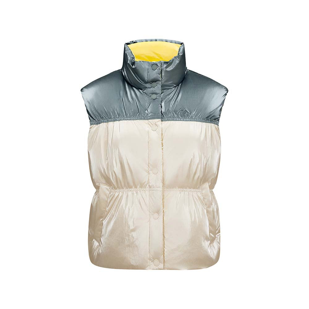 Skechers women's Go Trail Woven Down Vest in Eggnog for outdoor performance wear