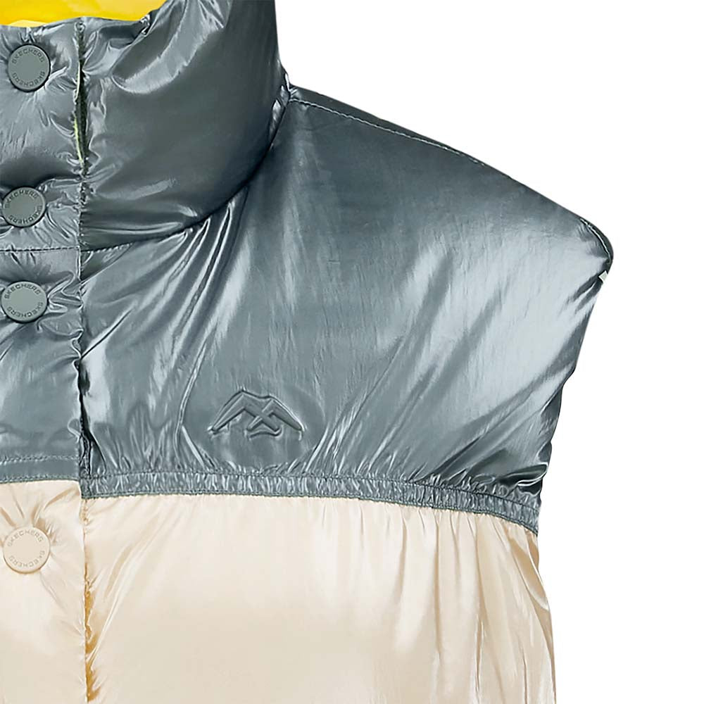 Skechers women's Go Trail Woven Down Vest in Eggnog for outdoor performance wear