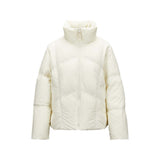 Skechers women's Go Trail Woven Down Jacket in Vanilla Ice for outdoor performance wear