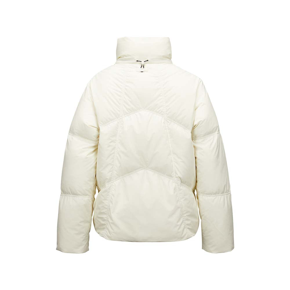 Skechers women's Go Trail Woven Down Jacket in Vanilla Ice for outdoor performance wear