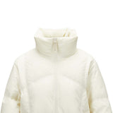 Skechers women's Go Trail Woven Down Jacket in Vanilla Ice for outdoor performance wear