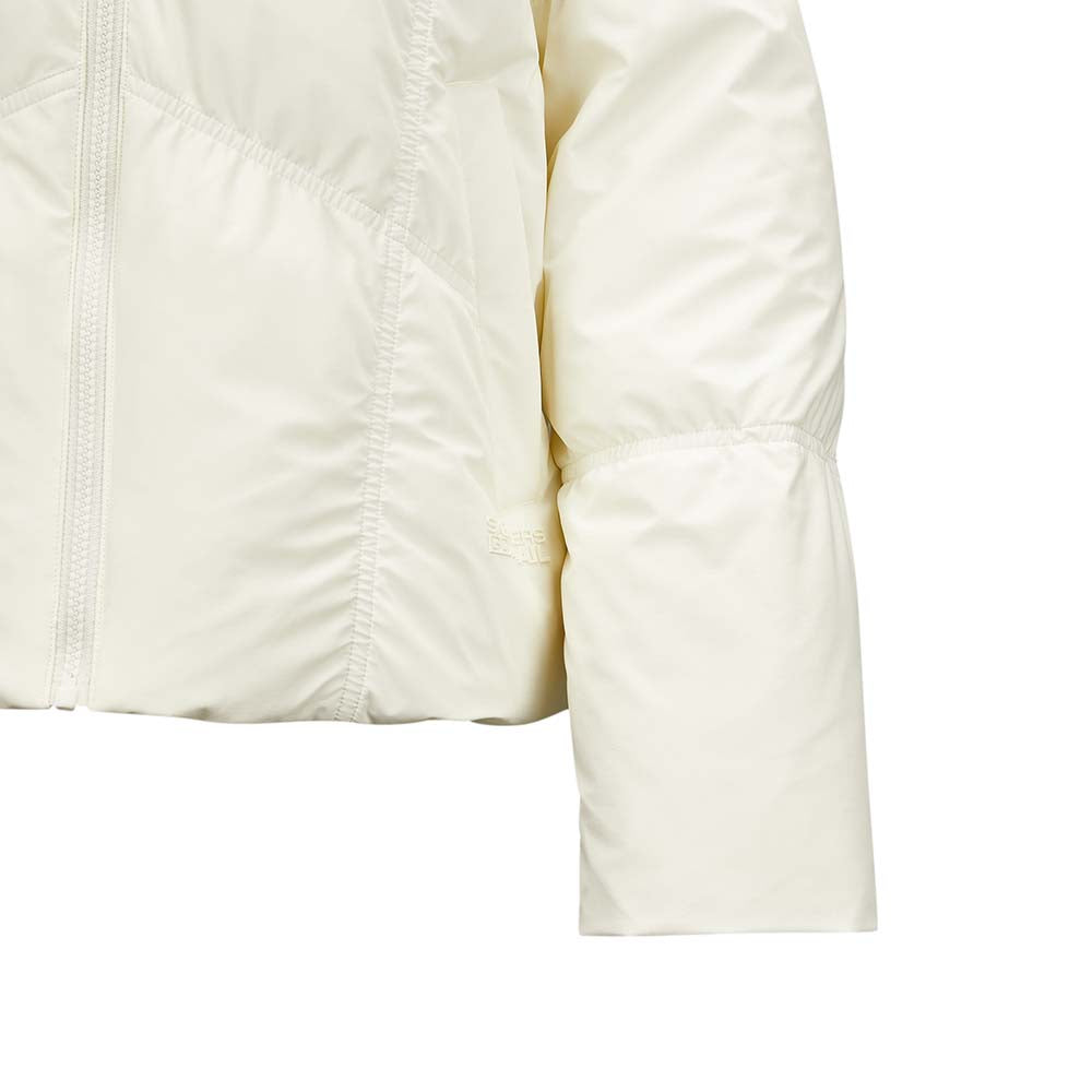 Skechers women's Go Trail Woven Down Jacket in Vanilla Ice for outdoor performance wear