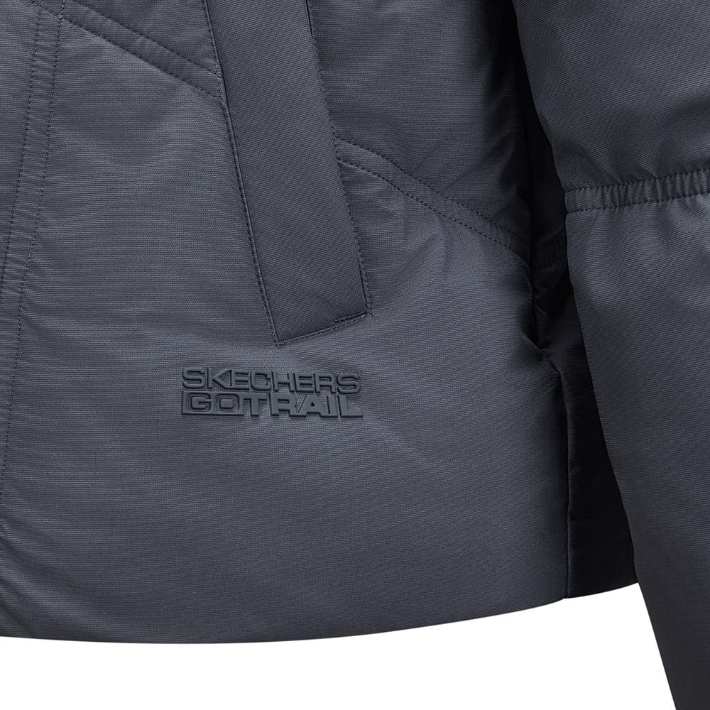 Skechers women's Go Trail Woven Down Jacket in Periscope for outdoor performance wear