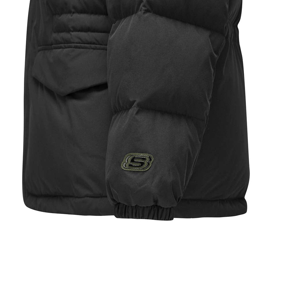 Skechers women's Sport-Utility Woven Down Parka in Black Beauty for lifestyle wear