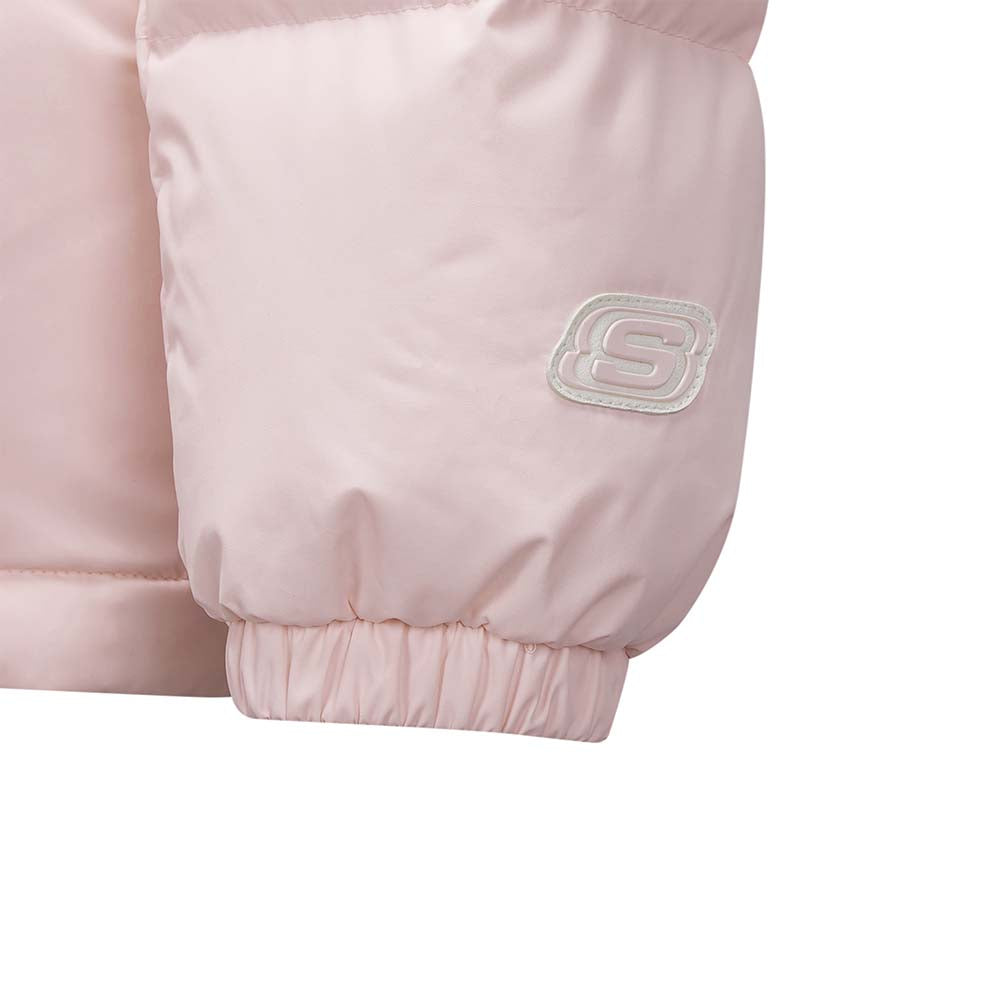 Skechers women's Sport-Utility Woven Down Parka in Rose Pink for lifestyle wear