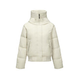 Skechers women's Sport-Utility Woven Down Jacket in Silver Birch for lifestyle wear