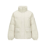 Skechers women's Sport-Utility Woven Down Jacket in Silver Birch for lifestyle wear