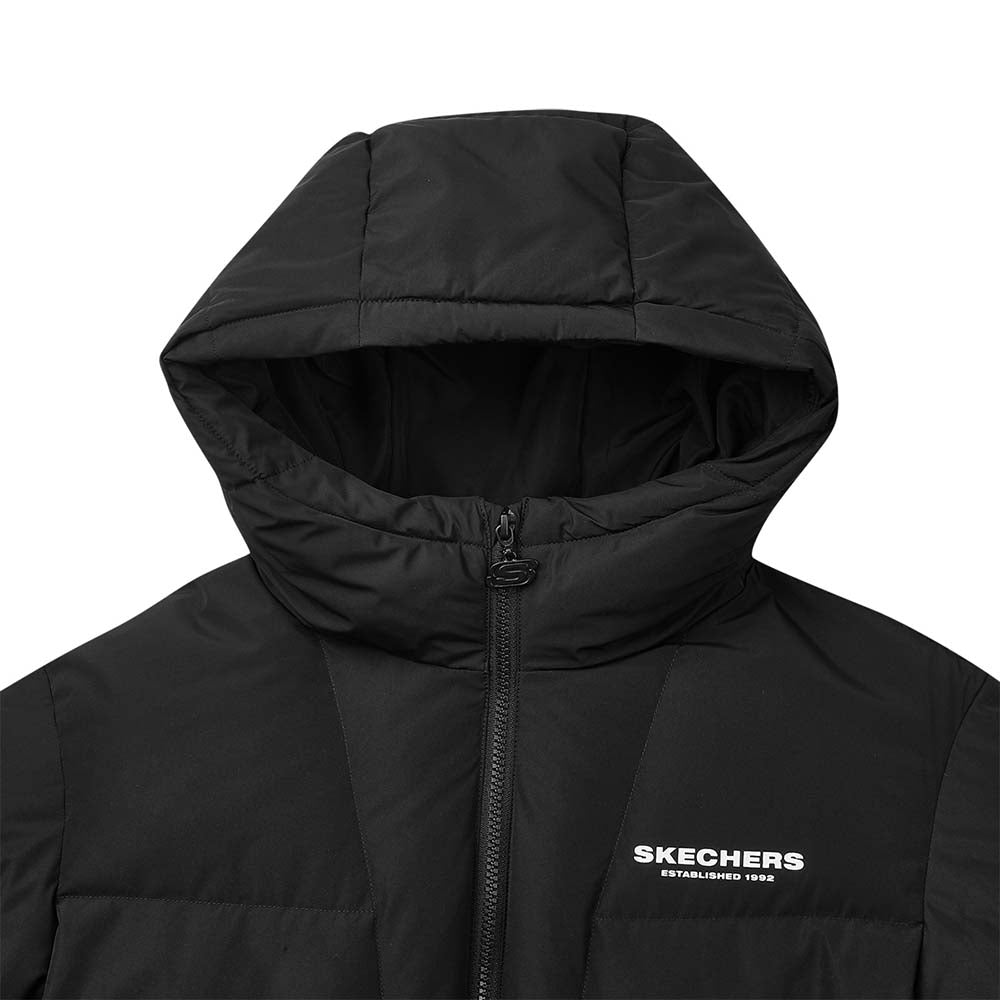 Skechers women's Sport-Utility Woven Down Jacket in Black Beauty for lifestyle wear