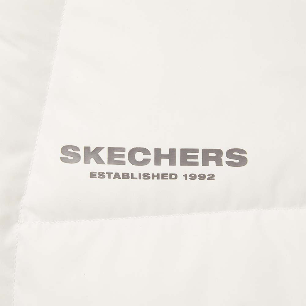 Skechers women's Sport-Utility Woven Down Jacket in Marshmallow for lifestyle wear