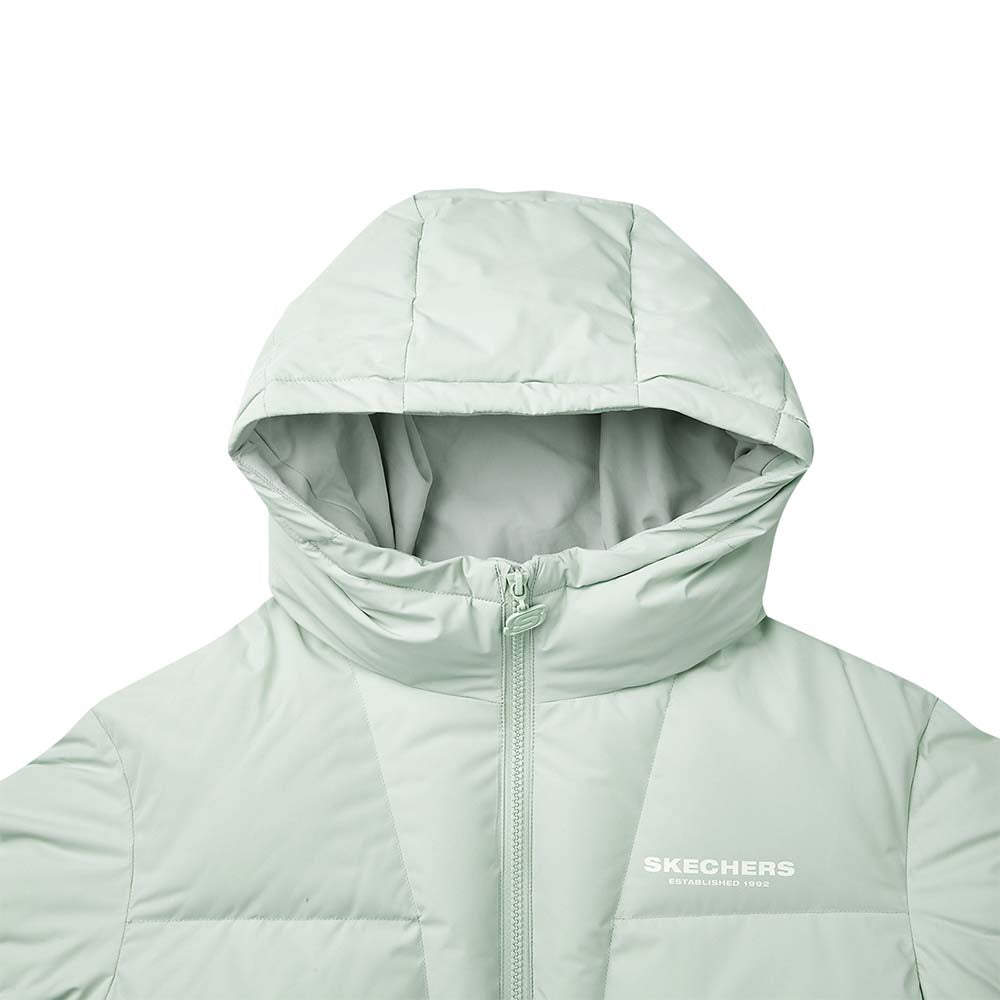 Skechers women's Sport-Utility Woven Down Jacket in Mercury Green for lifestyle wear