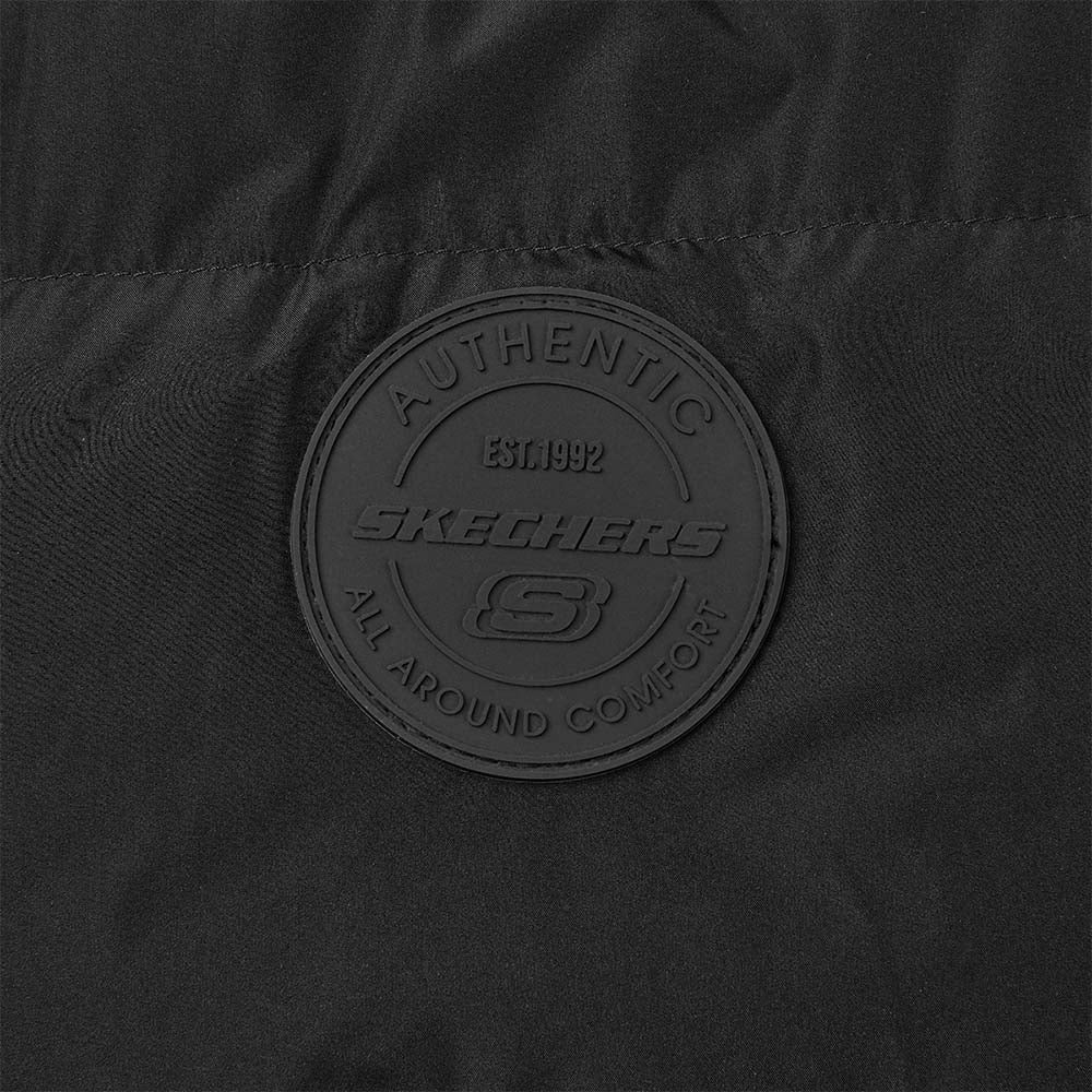 Skechers women's Sport-Utility Woven Down Coat in Black Beauty for lifestyle wear