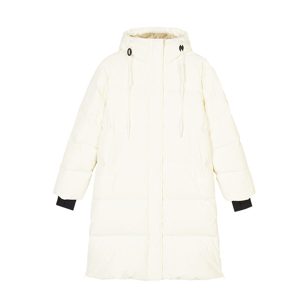 Skechers women's Sport-Utility Woven Down Coat in Marshmallow for lifestyle wear