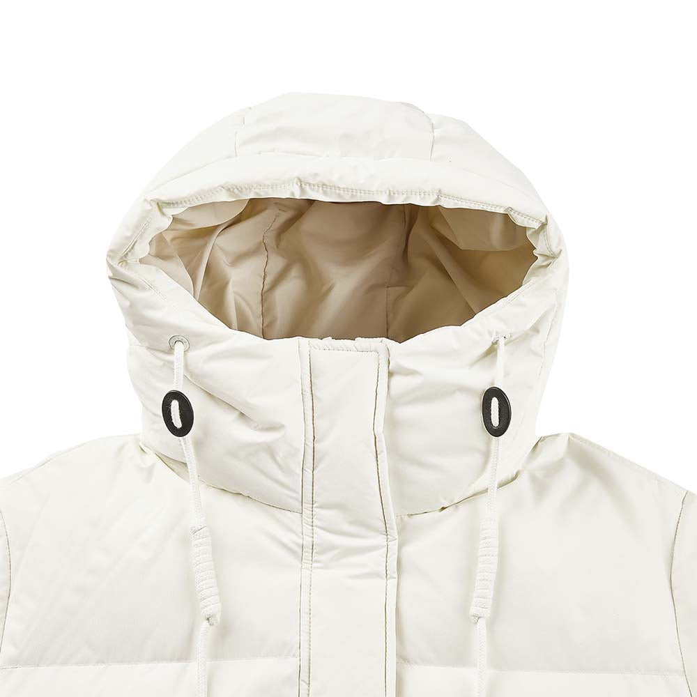 Skechers women's Sport-Utility Woven Down Coat in Marshmallow for lifestyle wear