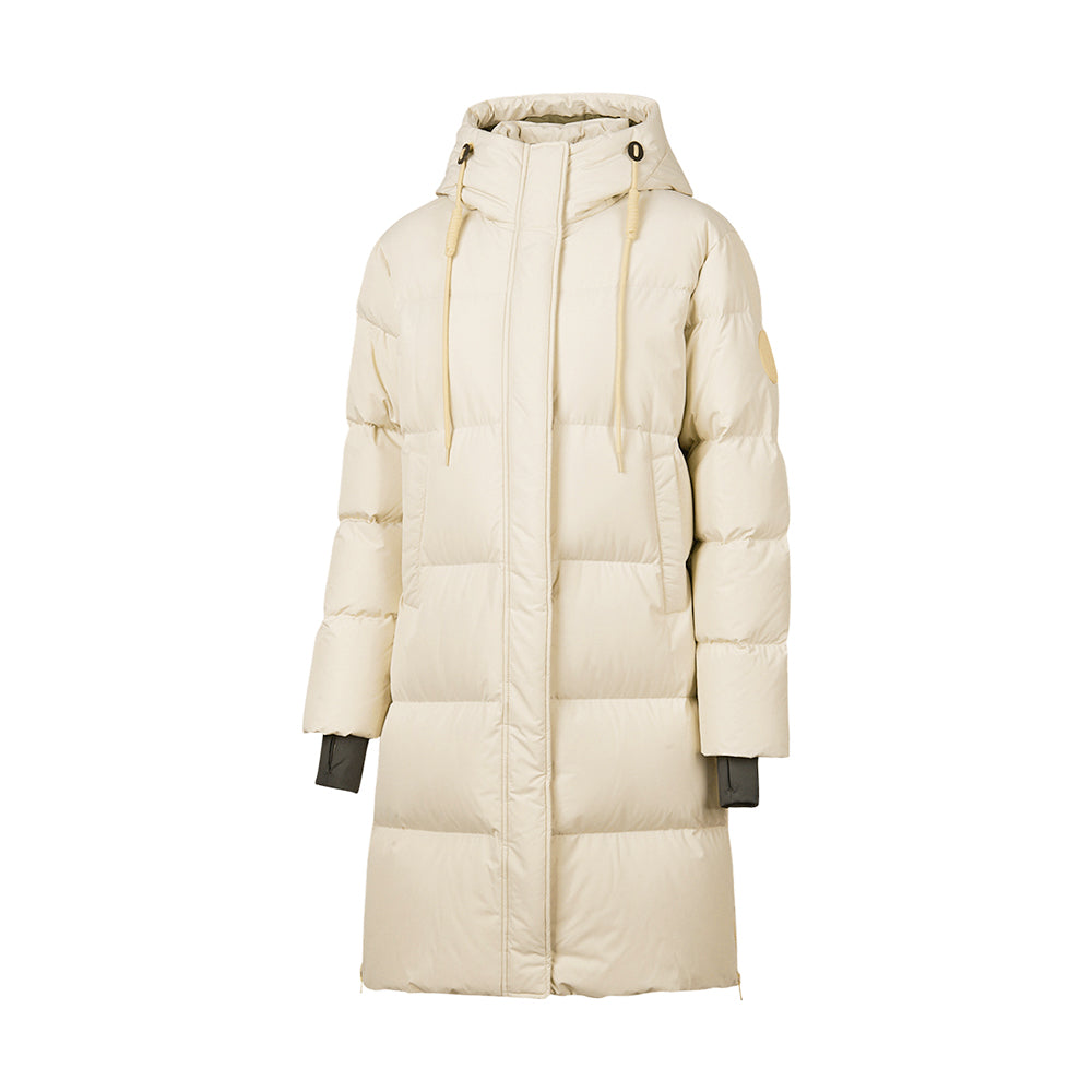Skechers women's Sport-Utility Woven Down Coat in Irish Cream for lifestyle wear