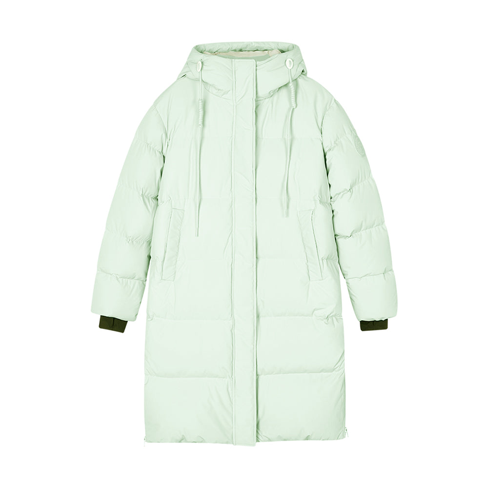 Skechers women's Sport-Utility Woven Down Coat in Mercury Green for lifestyle wear