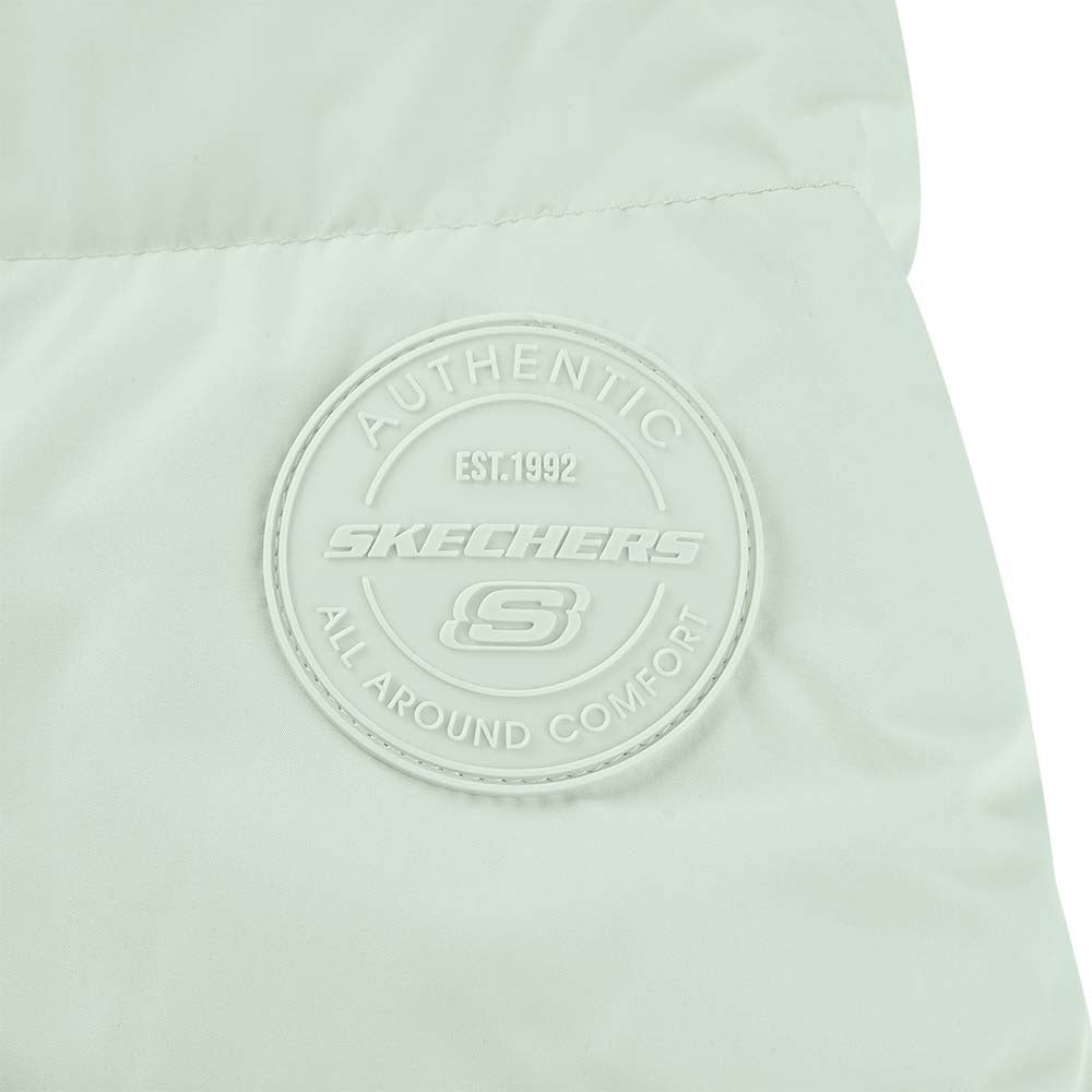 Skechers women's Sport-Utility Woven Down Coat in Mercury Green for lifestyle wear